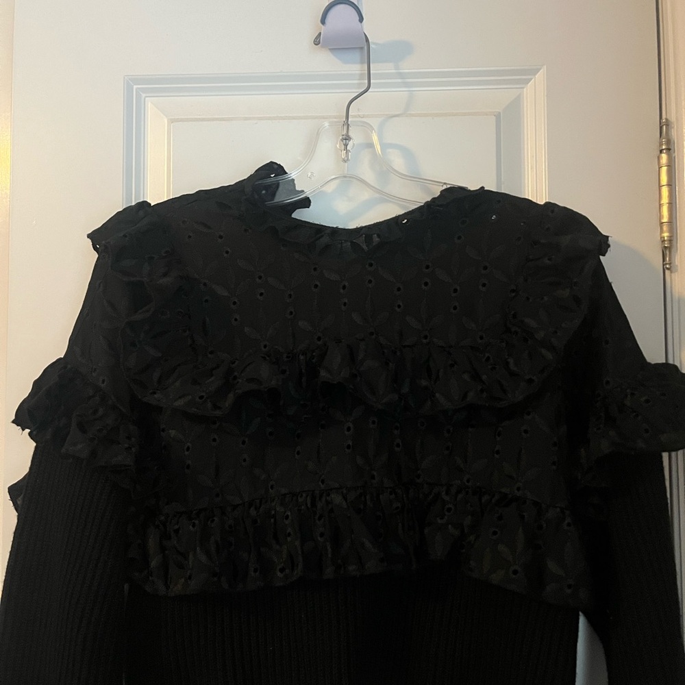 Zara Black Ruffle Blouse - Picture 2 of 8